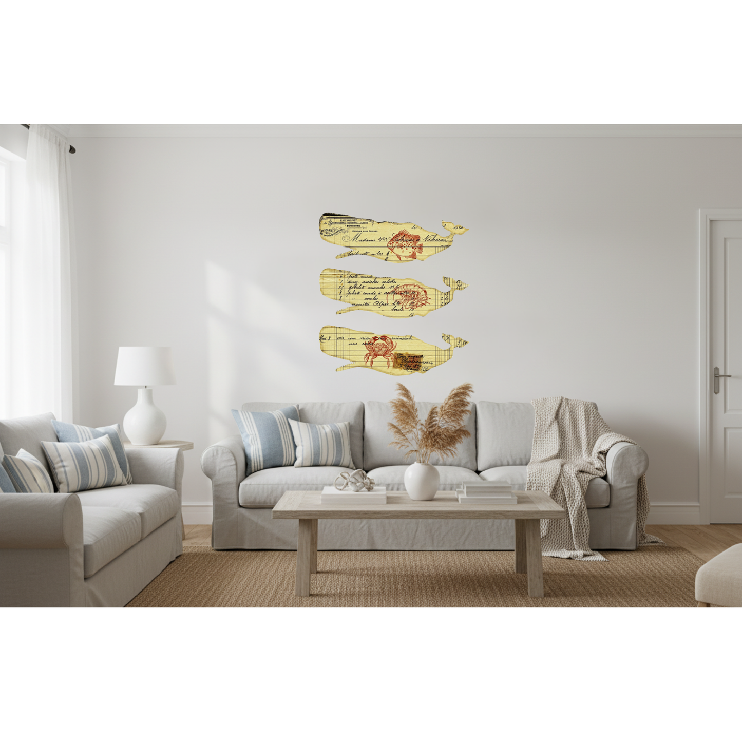 Vintage Whale Letter Art Vinyl Wall Art – Modern Wall Decor