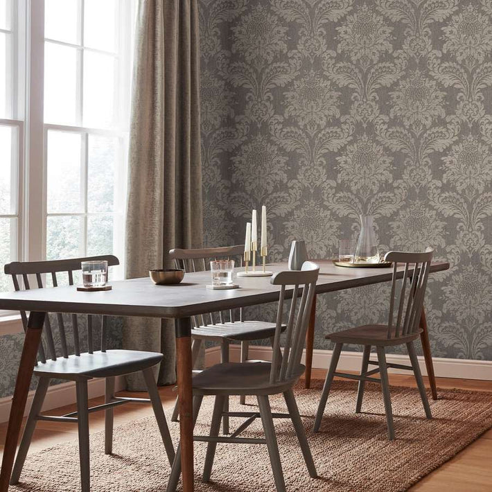 Archive Damask Taupe Wallpaper - Fantastick