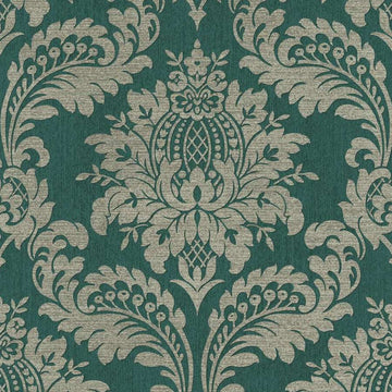 Archive Damask Teal & Gold Wallpaper - Fantastick