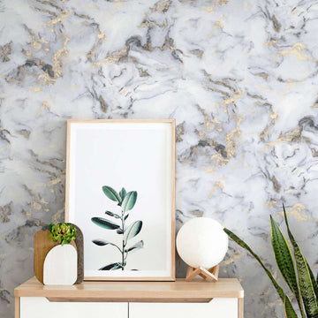 Bahia Marble Mono Gold Wallpaper - Fantastick