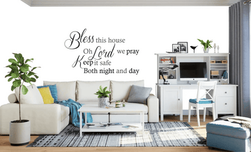 Bless Quote Vinyl Wall Art - Inspirational Quote Decal for Home & Office - Black & Charcoal - Fantastick