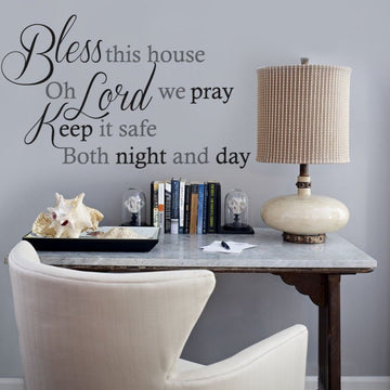 Bless Quote Vinyl Wall Art - Inspirational Quote Decal for Home & Office - Black & Charcoal - Fantastick