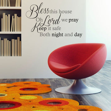 Bless Quote Vinyl Wall Art - Inspirational Quote Decal for Home & Office - Black & Charcoal - Fantastick