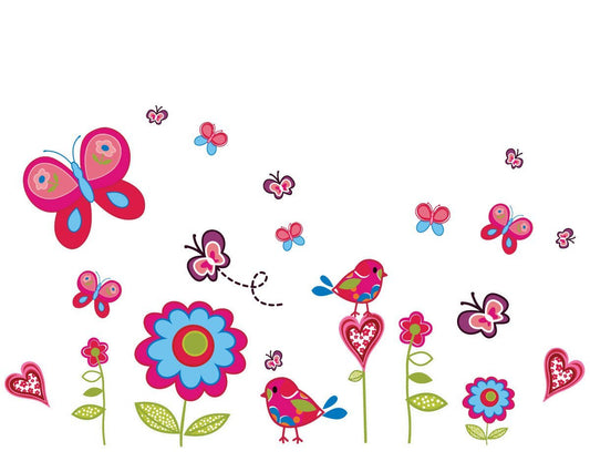 Butterfly garden - Kid's vinyl stickers with Optional Letters Add ON - Fantastick