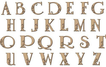 Fancy alphabet letters in wood finish - Fantastick