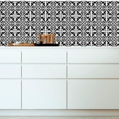 Floral Black - Vinyl Wall Tiles - Fantastick