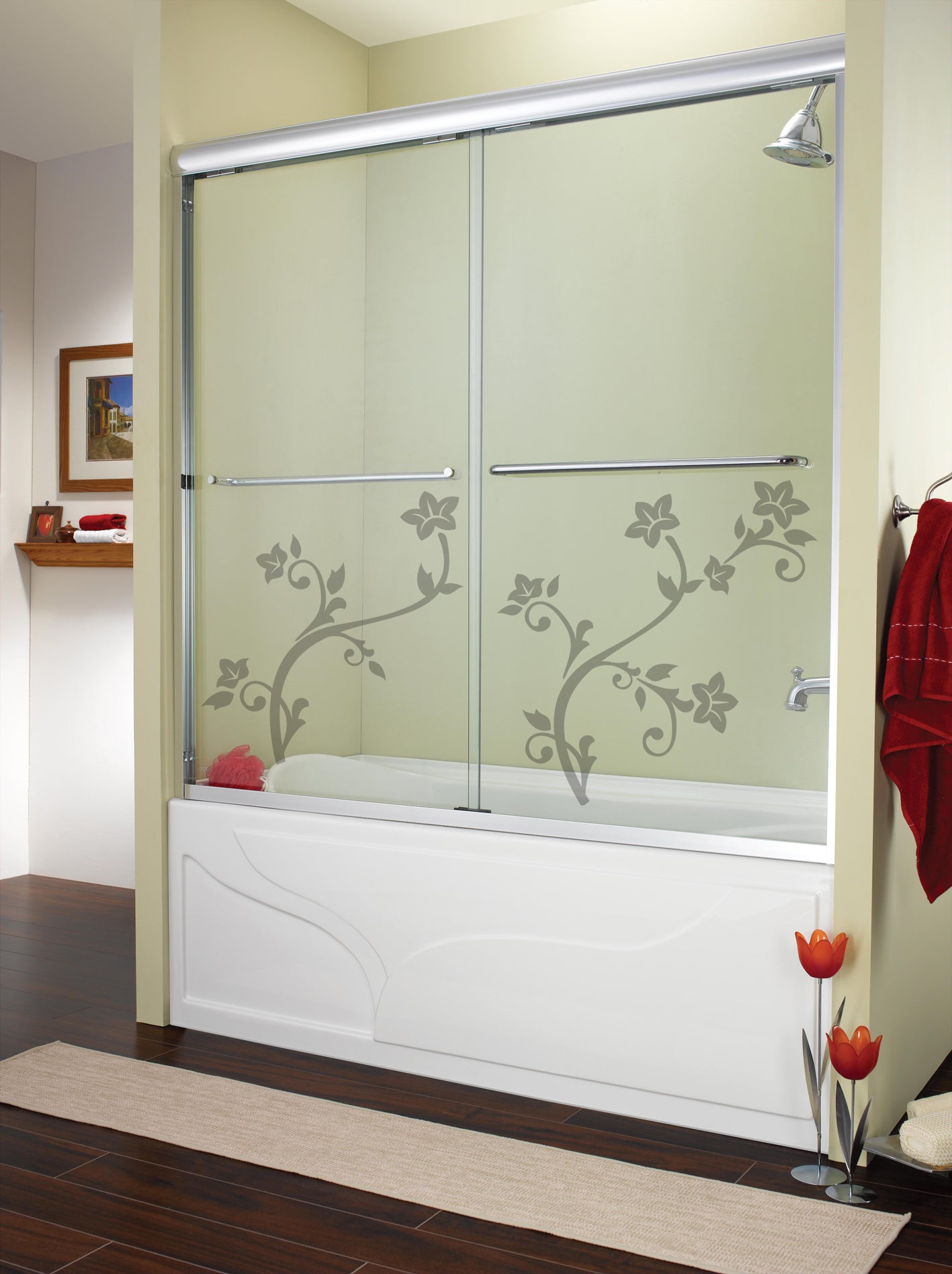 Normal Vinyl Glass Sticker Frosted Traditional Floral vinyl glass stickers-Fantastick