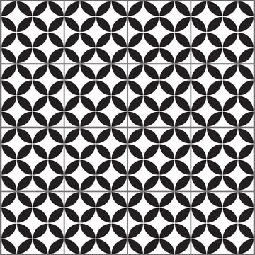 Geometric circles - Black & White Vinyl Tiles - Fantastick