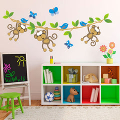 Monkeys on a vine - Kid's vinyl stickers - Fantastick