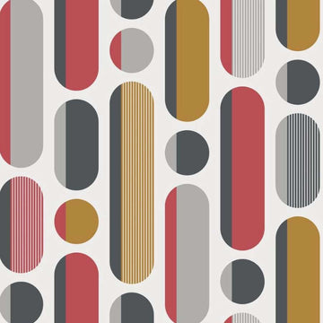 Morse Red & Grey & Mustard Wallpaper - Fantastick