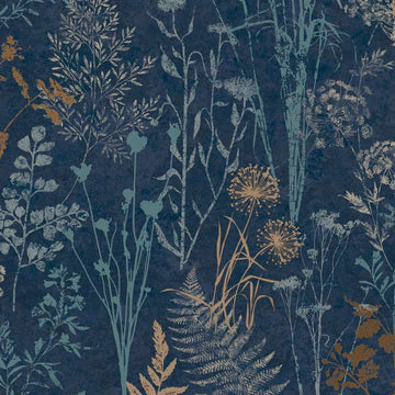 Organics Navy Copper Wallpaper - Fantastick