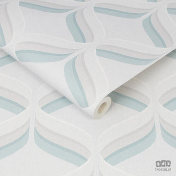 Retro Ogee Wallpaper - Teal & grey - Fantastick