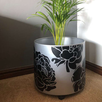 Silver & Black Peonies - Plant Holder - Fantastick