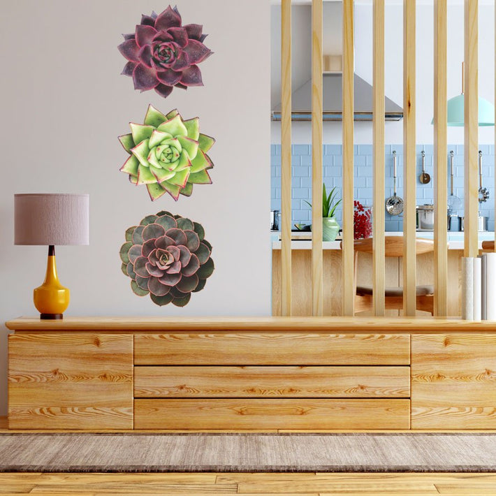 Trio of Succulents in red hues - Vinyl wall stickers - Fantastick